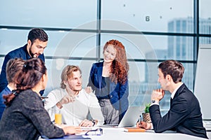 Business man making presentation at office