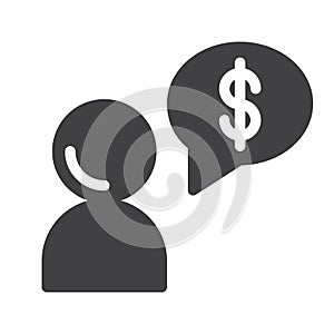 Business man money talk icon vector