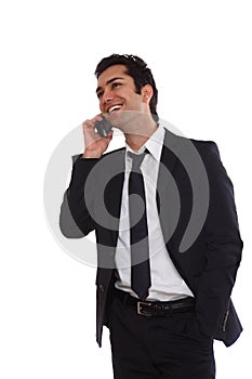 Business man negotiating on phone