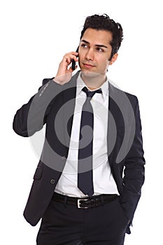 Business man negotiating on phone