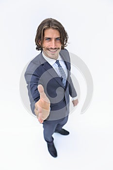 Business man offer and give hand for handshake.