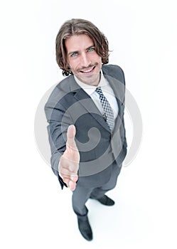 Business man offer and give hand for handshake.