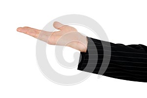 Business man with open stretched hand