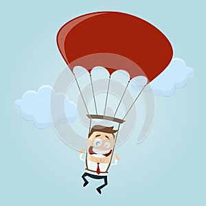 Business man with parachute