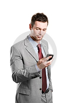Business man with pda mobile phone