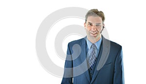 Business man on phone with client or customer service representative