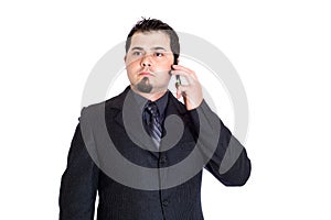 Business man on phone distracted