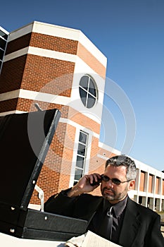 Business Man on Phone Outside