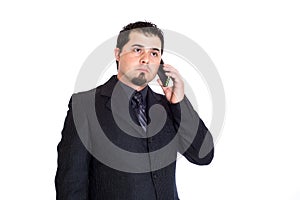 Business man on phone serious