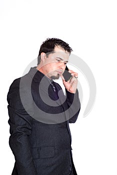 Business man on phone serious