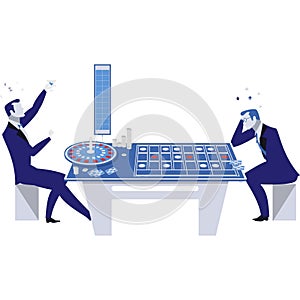 Business man play casino roulette gambling vector