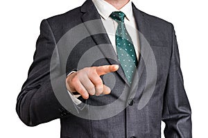 Business man is pointing his finger at you