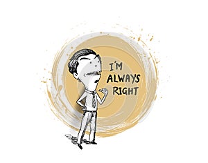 Business man pointing the text: I`m not always right photo