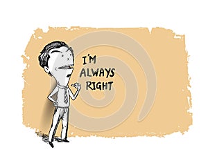 Business man pointing the text: I`m not always right photo