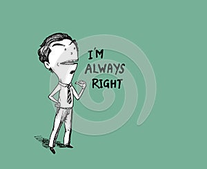 Business man pointing the text: I`m not always right. photo