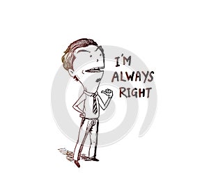 Business man pointing the text: I`m not always right photo