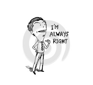Business man pointing the text: I`m not always right photo
