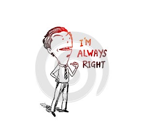 Business man pointing the text: I`m not always right photo