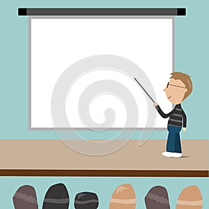 Business man with presentation slide and the audiences photo