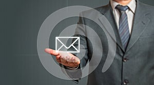 Business Man Presenting Email Icon