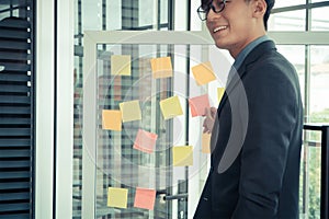 Business man presenting project plan and task in Agile process for team  in meeting room for brainstorm business strategy for star