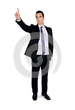 Business man press something