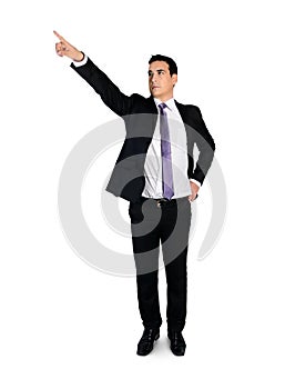 Business man press something