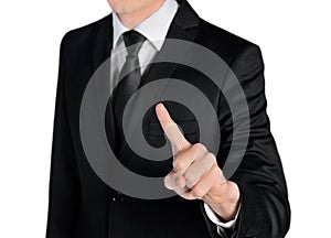 Business man press something