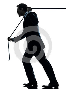 Business man pulling a rope silhouette