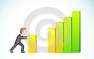 Business man pushing Bargraph