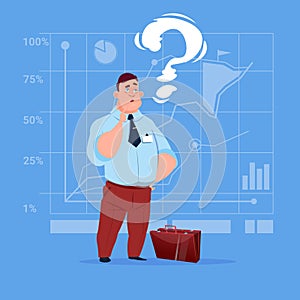 Business Man With Question Mark Pondering Problem Concept