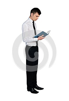 Business man reading book