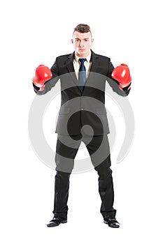 Business man ready to fight