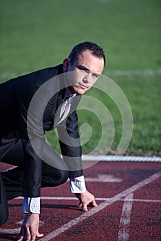 Business man ready to sprint