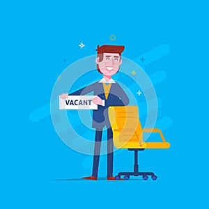 Business Man Recruitment New Job Position Vacancy.Business hiring and recruitment concept.Vector illustration. Flat