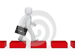 Business man red cube way