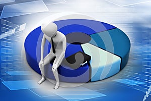 Business man resting on pie chart