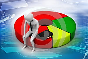 Business man resting on pie chart
