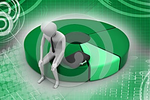 Business man resting on pie chart