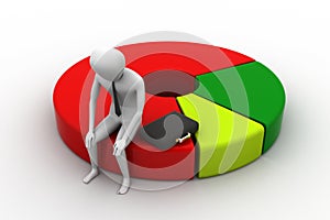 Business man resting on pie chart