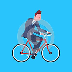 Business Man Riding Bicycle Office Worker Businessman Isolated