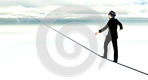 Business Man Risk Tightrope Background