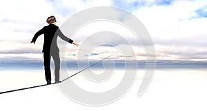 Business Man Risk Tightrope Background