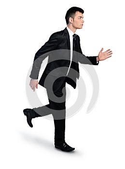 Business man running away