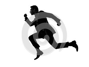 Business man running silhouette