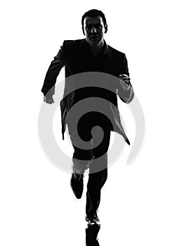 Business man running silhouette