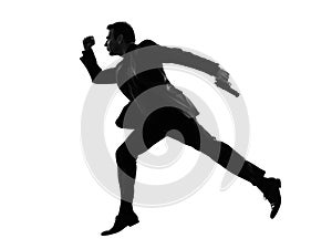 Business man running silhouette