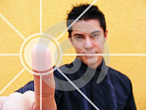 Business man selecting