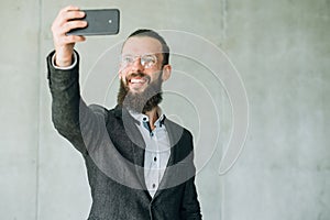 Business man selfie phone workshop career training