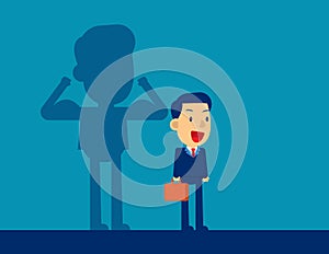 Business man with a shadow career strength. Concept business success vector illustration, Strong, Successful, Kid flat cartoon